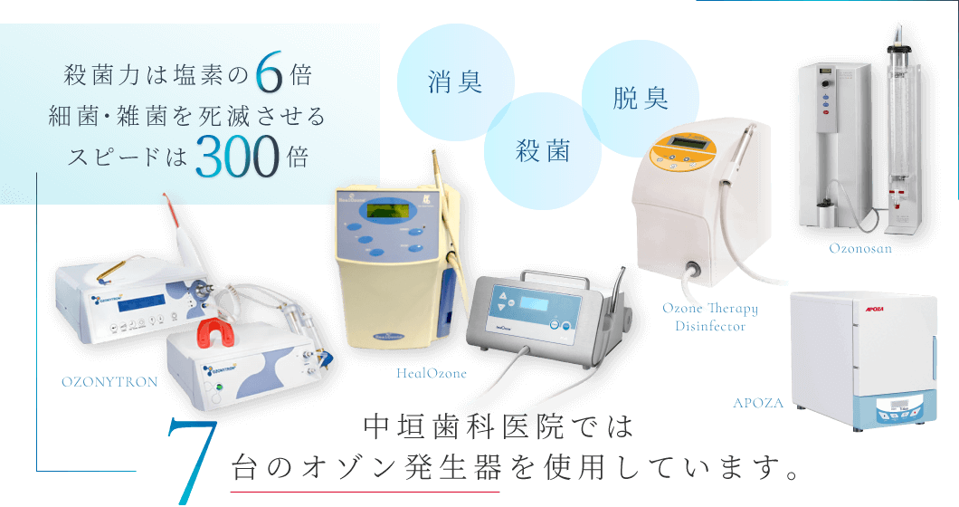 中垣歯科医院では7台のオゾン発生器を使用しています。